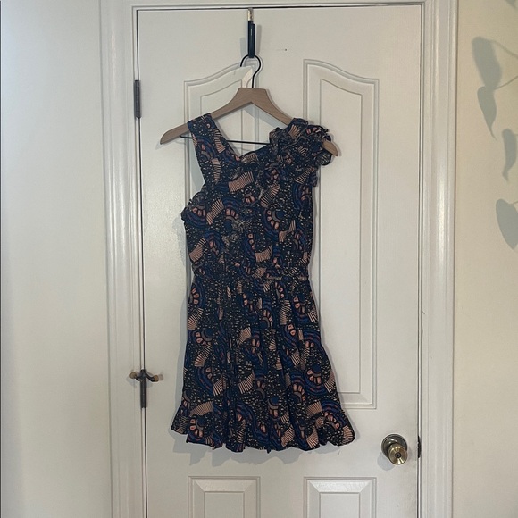 Ulla Johnson | Iliana Poplin Ruffle Mini Dress Size 6 Abstract Print 100% Cotton - Picture 4 of 13